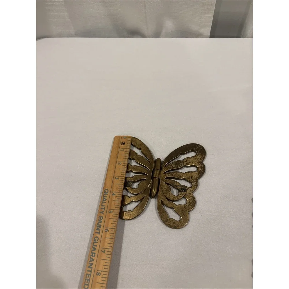 VTG Home Interior Butterflies Hinged Plastic Golden Wall Hanging~ Set Of 3